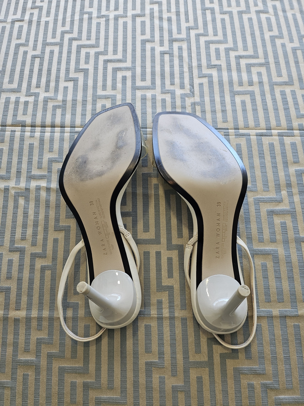 Zara Cream Slingback Kitten Heels View 5
